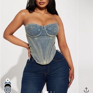 Fashion Nova Vintage Wash Denim Corset Top